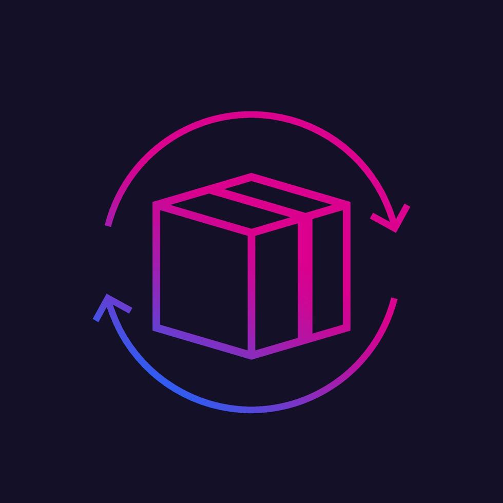 parcel, package return icon vector