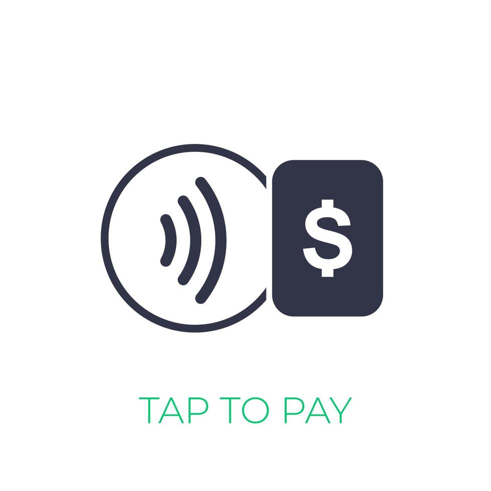 Contactless payment with card icon, tap to pay vector sign