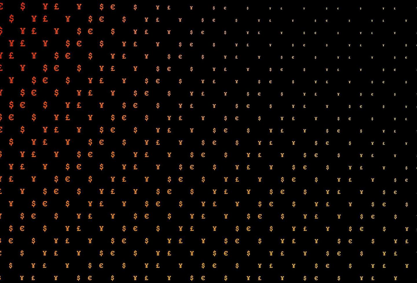 Dark yellow, orange vector cover with EUR, USD, GBP, JPY.