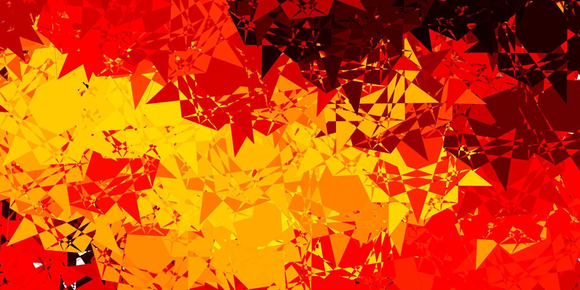 Dark Red, Yellow vector backdrop with triangles, lines.