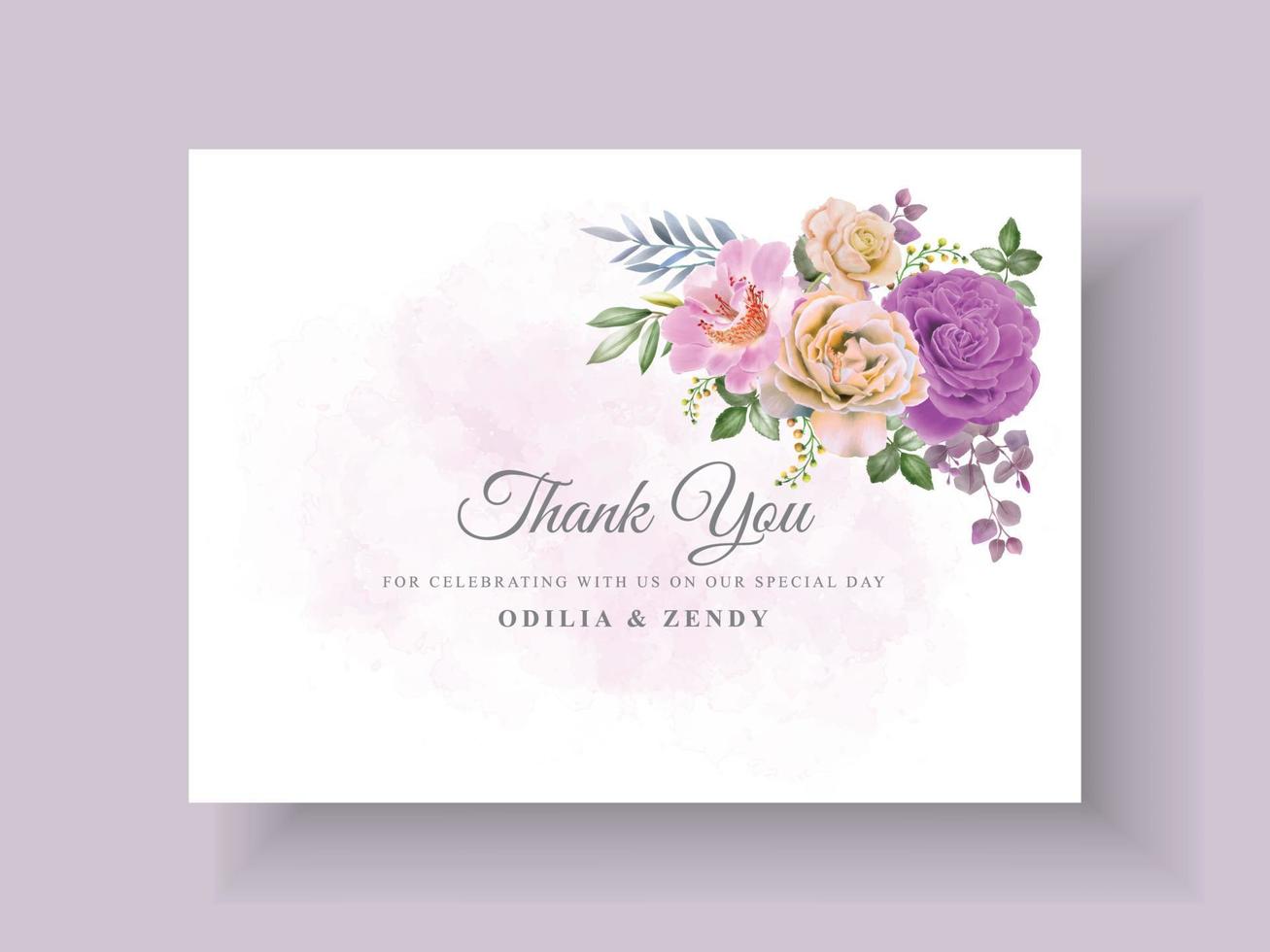 elegant wedding invitation template with beautiful floral design vector