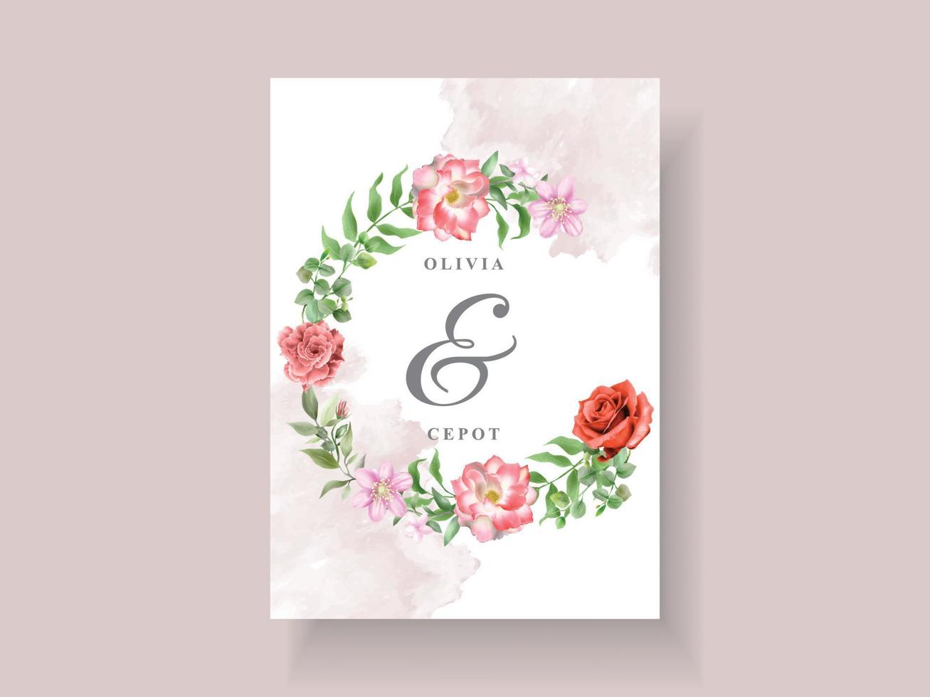 elegante plantilla de invitación de boda con hermoso diseño floral vector