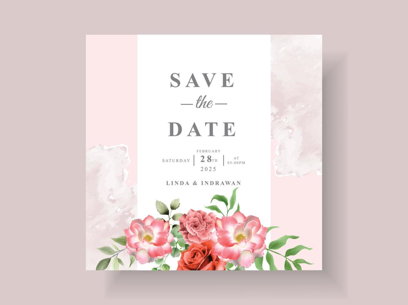 elegante plantilla de invitación de boda con hermoso diseño floral vector