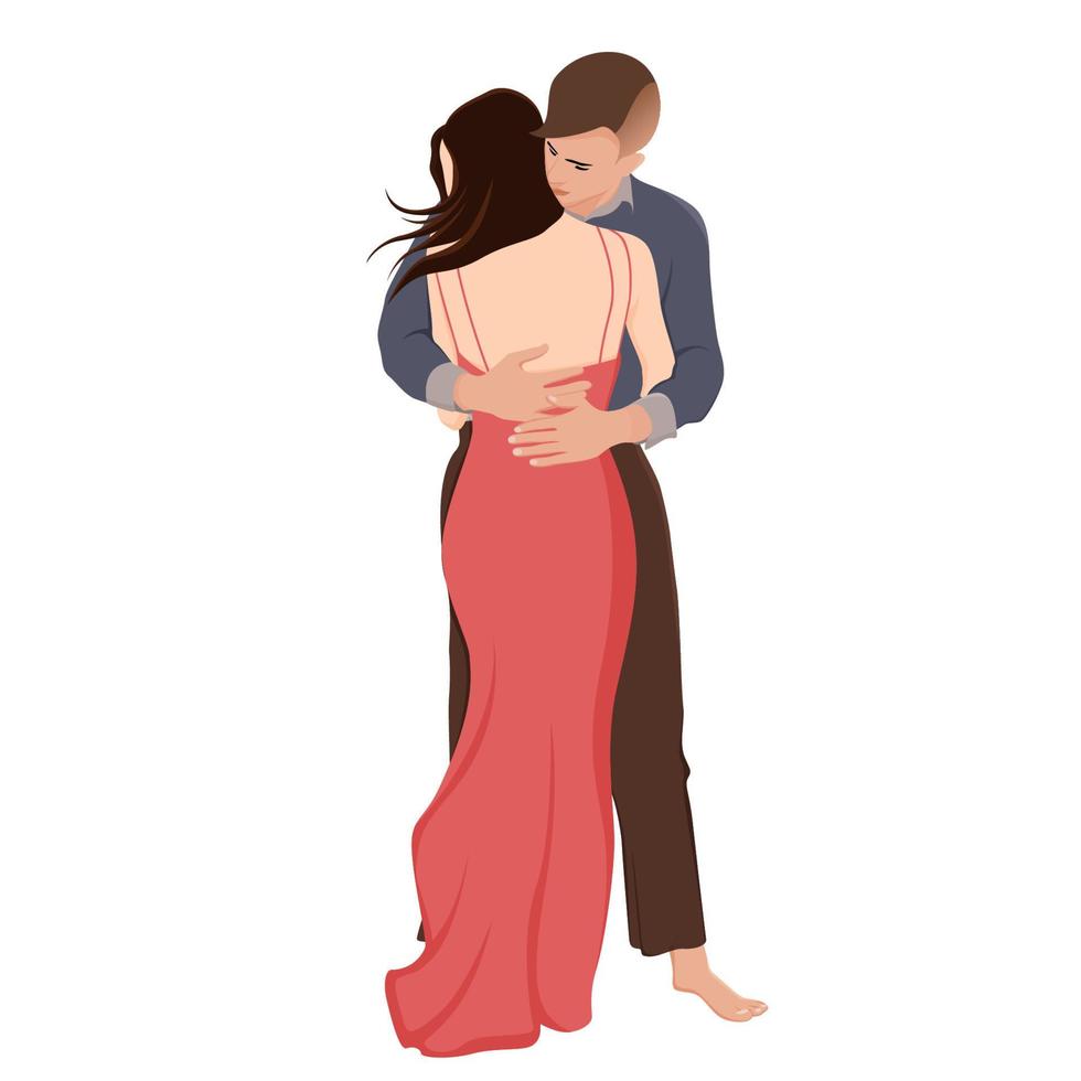 Happy Valentines Day, Young couple hug character vector illustration on white background, Character illustration for young couple theme projects like wedding and valentines day.