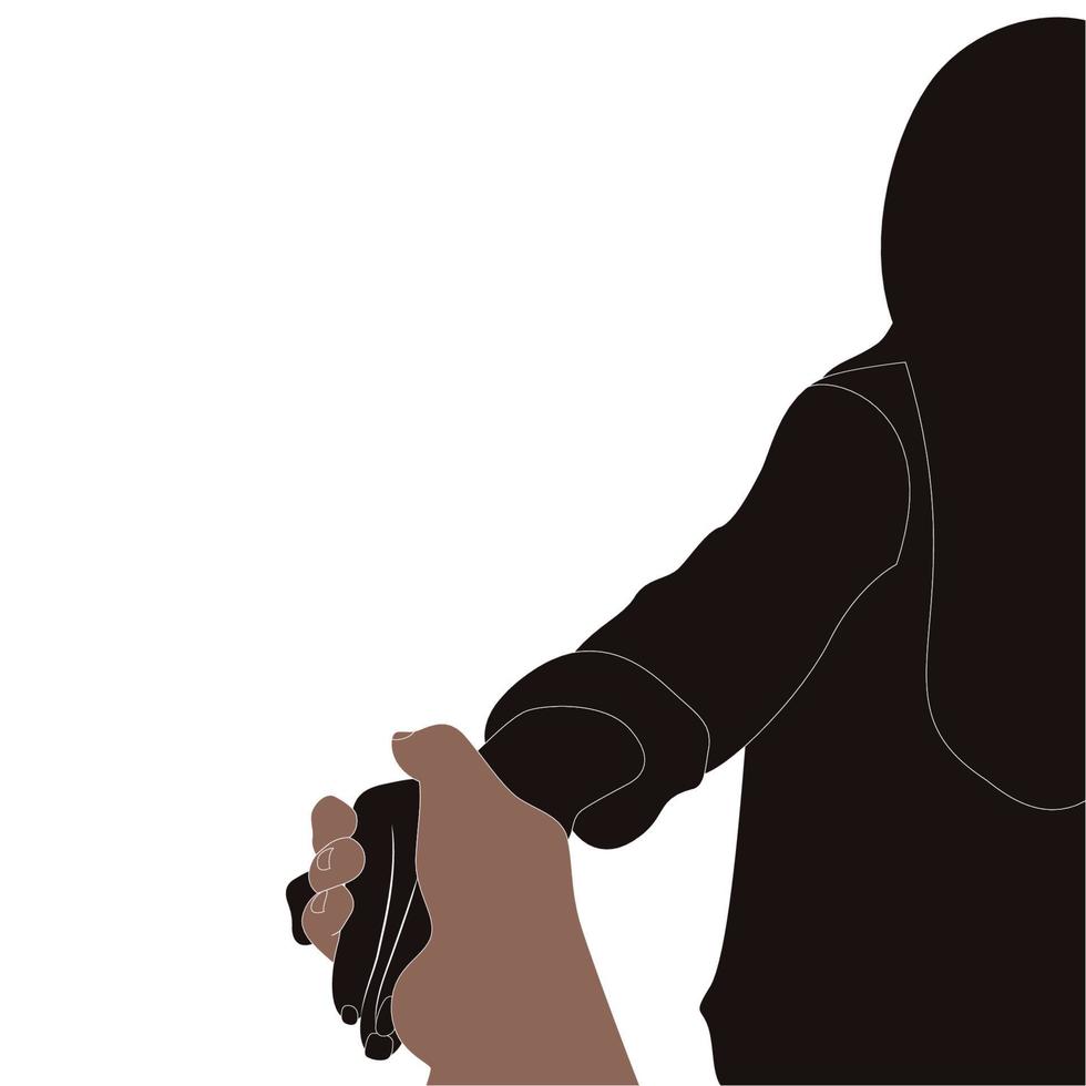 Happy Valentines Day, Young couple holding hand character vector silhouette on isolated background, Character illustration for young couple theme projects like wedding and valentines day.