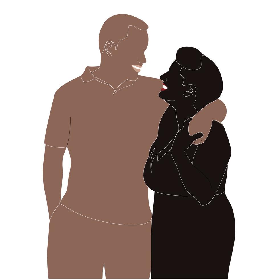 feliz día de san valentín, silueta de vector de personaje de pareja feliz sobre fondo blanco, ilustración de personaje para proyectos temáticos de pareja joven como boda y día de san valentín.