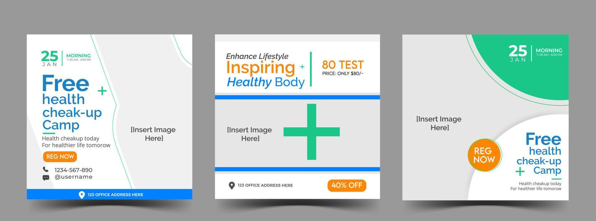 health cheakup social media post vector