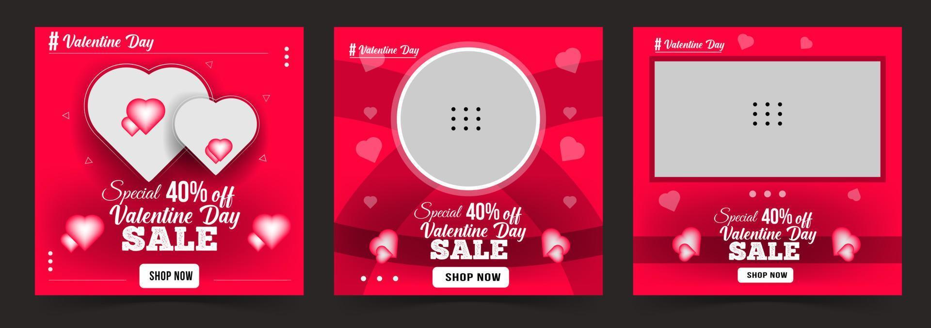 Valentine day sale social media post template Free Vector