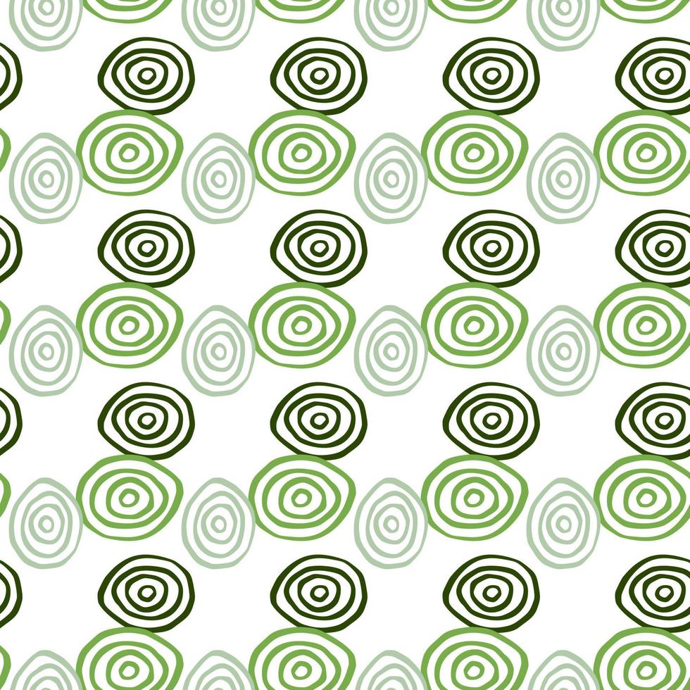 Isolated green and blue spirals on white background. Geometric seamless pattern. vector