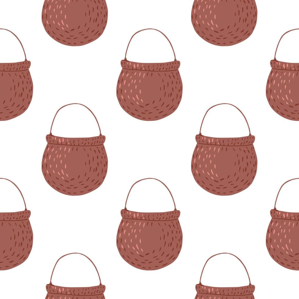 Seamless pattern with witchy pot ornament in brown color. Magic isolated print. vector