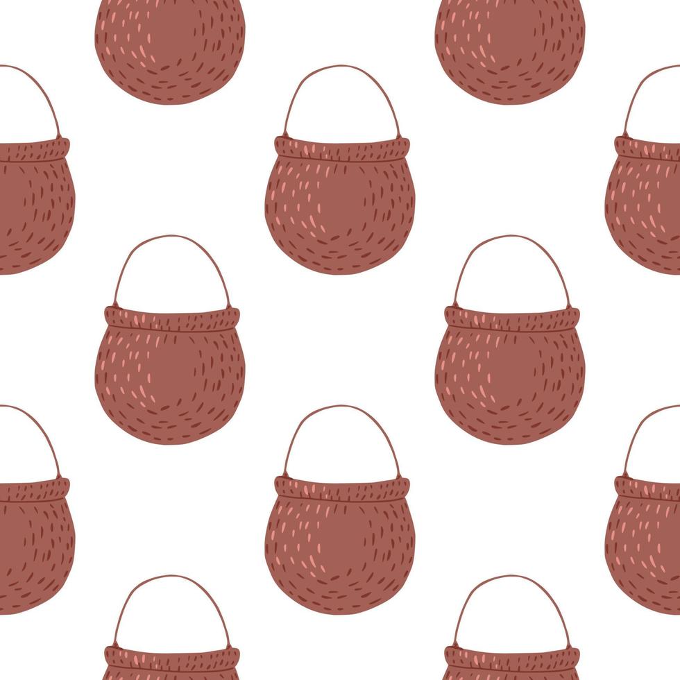 Seamless pattern with witchy pot ornament in brown color. Magic isolated print. vector