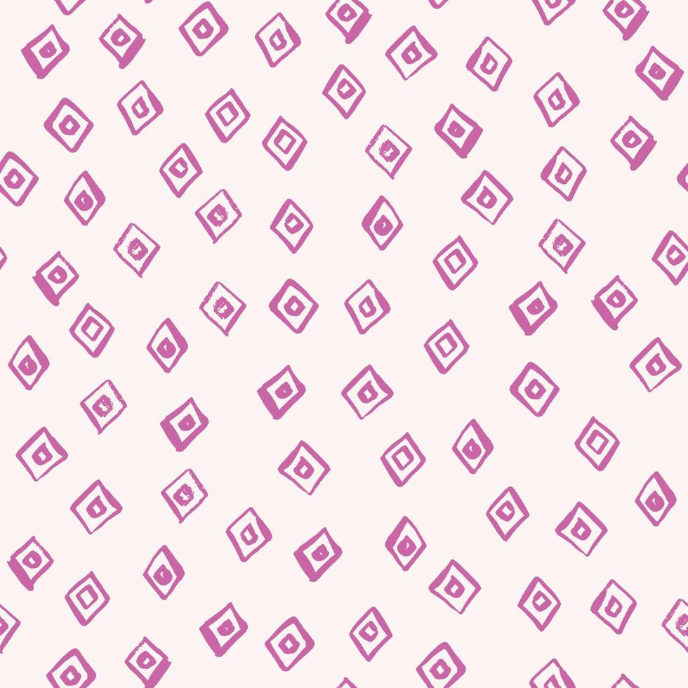 Seamless isolated pattern with lilac rhombus geometric figures. White background. Abstract stylized print. vector