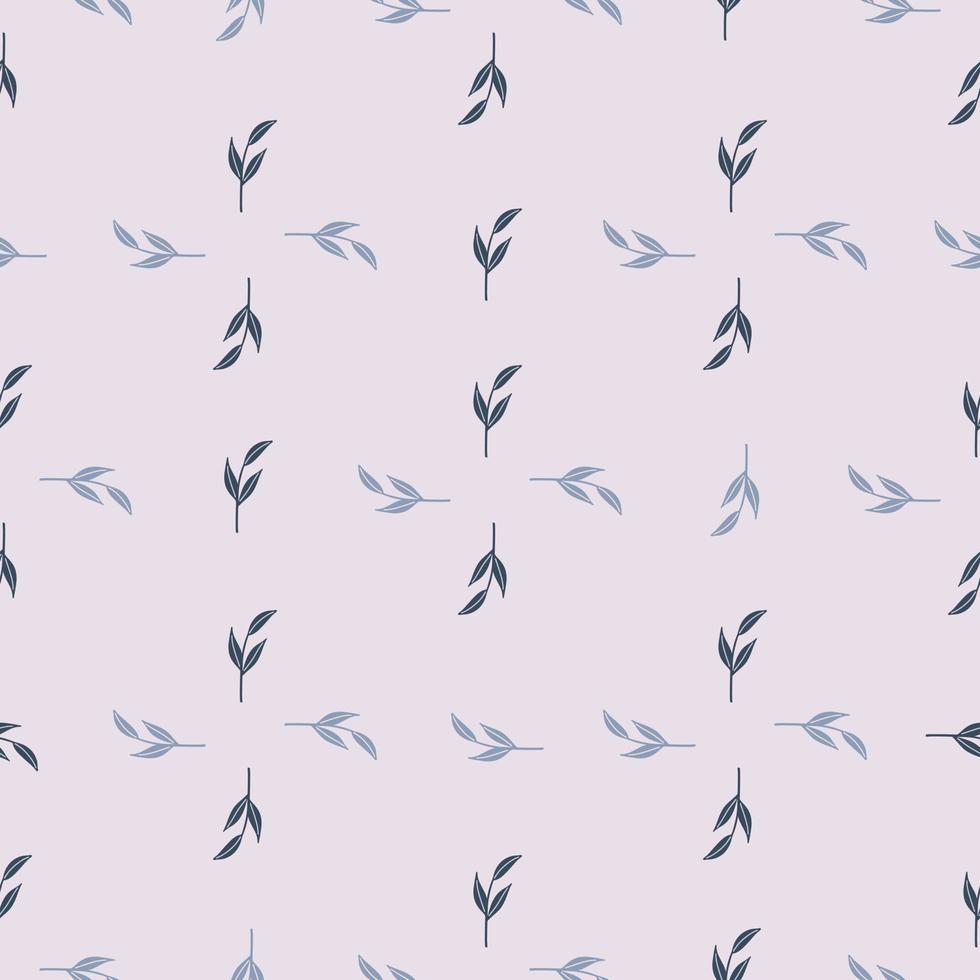 Seamless pattern in geometric style with doodle simple leaf branches shapes. Grey background. Floral print. vector