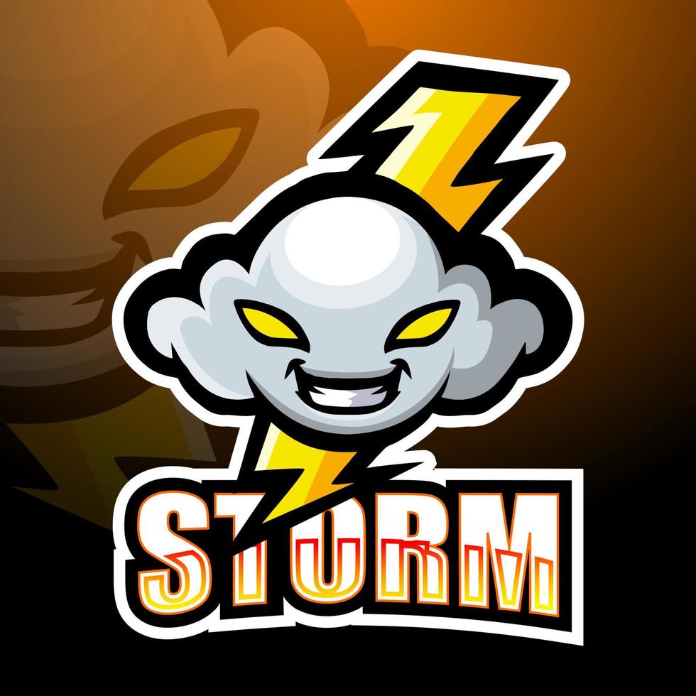 diseño de logotipo de mascota de nube de tormenta vector