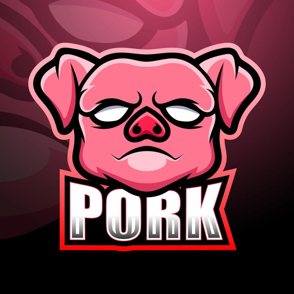 Pork mascot esport logo design vector