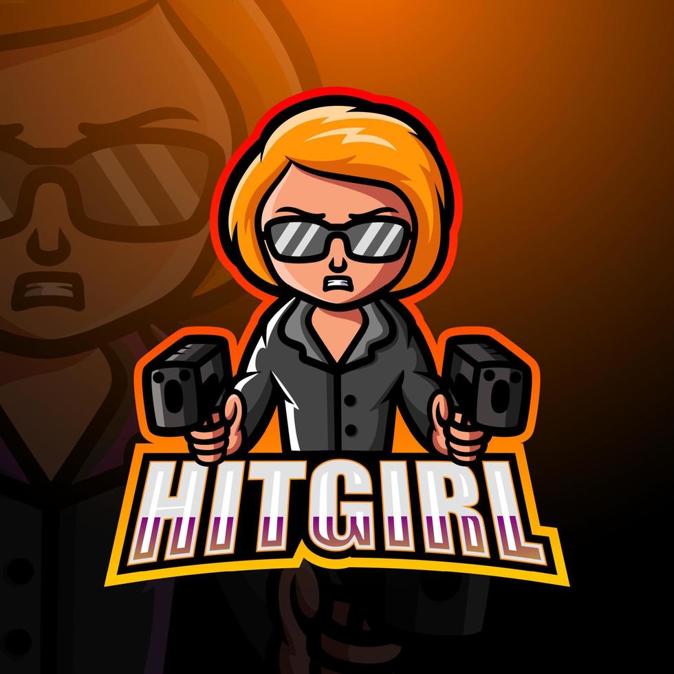 mafia hitgirl mascota esport diseño de logotipo vector