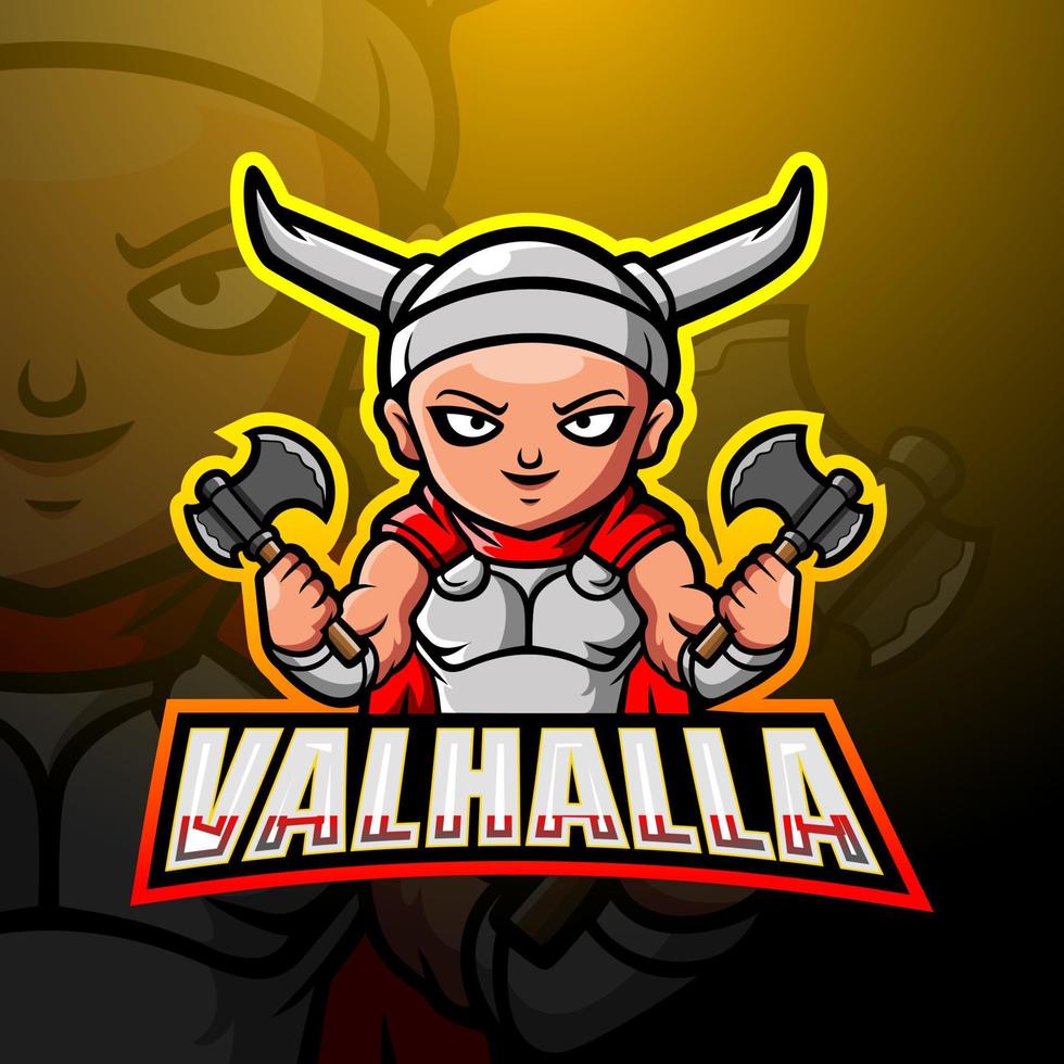 Valhalla mascot esport logo design vector