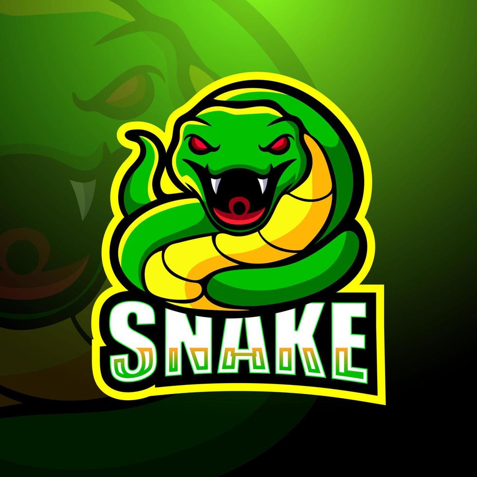 diseño de logotipo de esport de mascota de serpiente verde vector