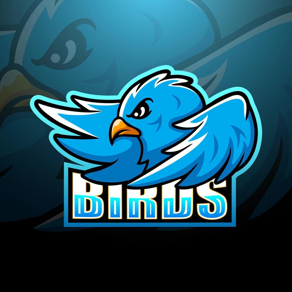 Blue bird mascot esport logo design vector