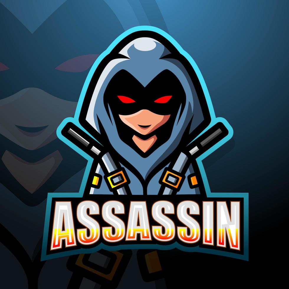 diseño de logotipo de esport de mascota asesina vector