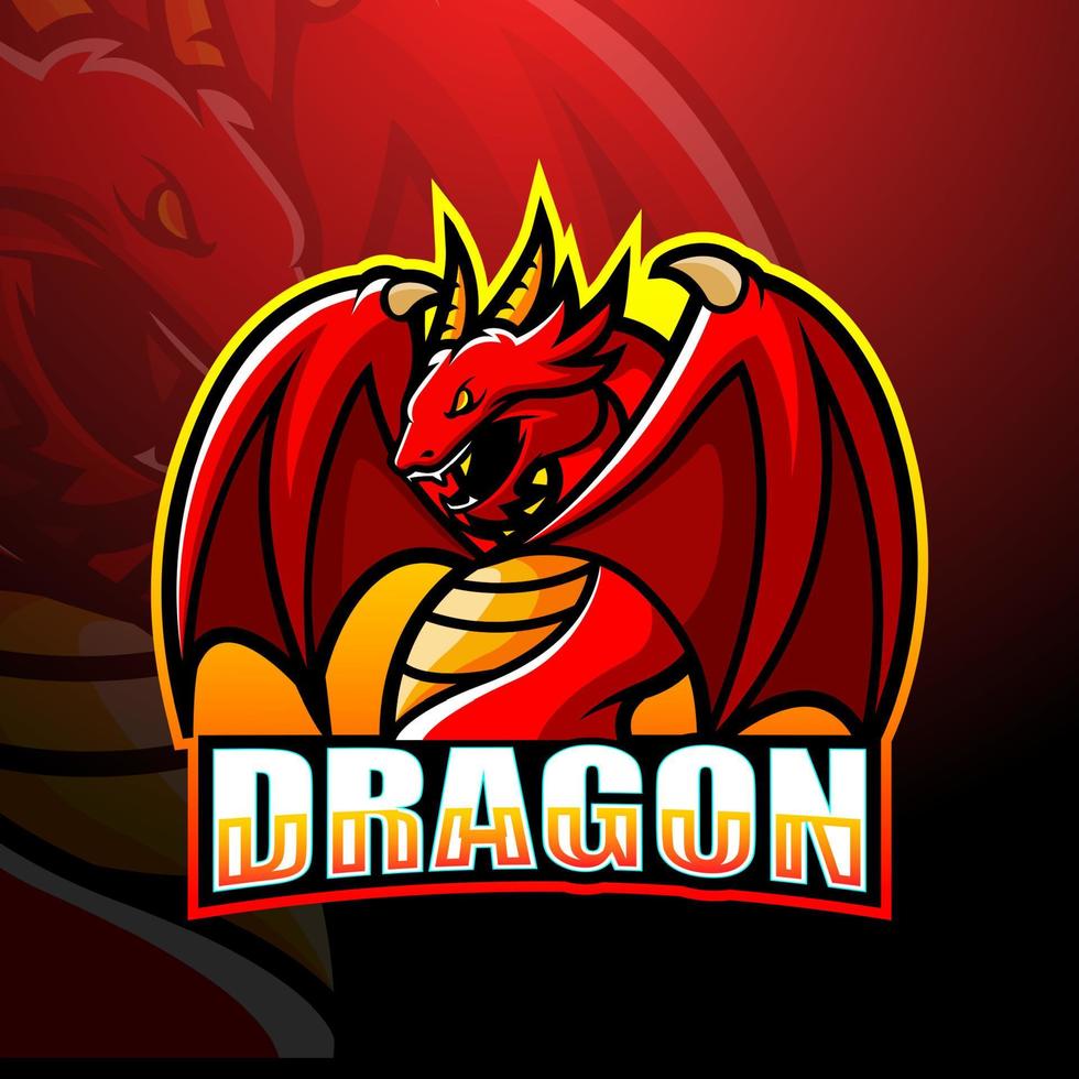 diseño de logotipo de esport de mascota de dragón vector