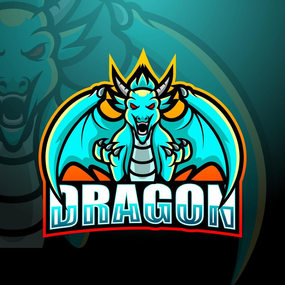 diseño de logotipo de esport de mascota de dragón vector