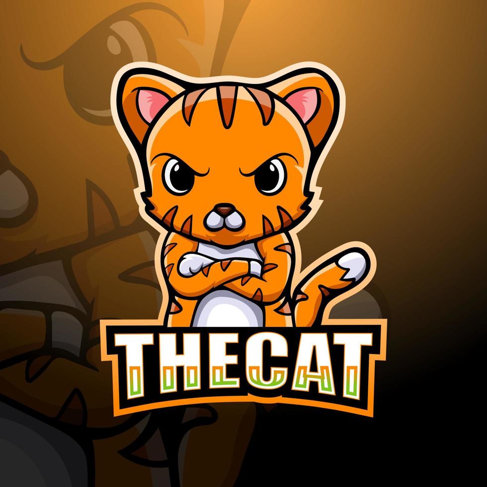 Cat mascot esport logo design vector