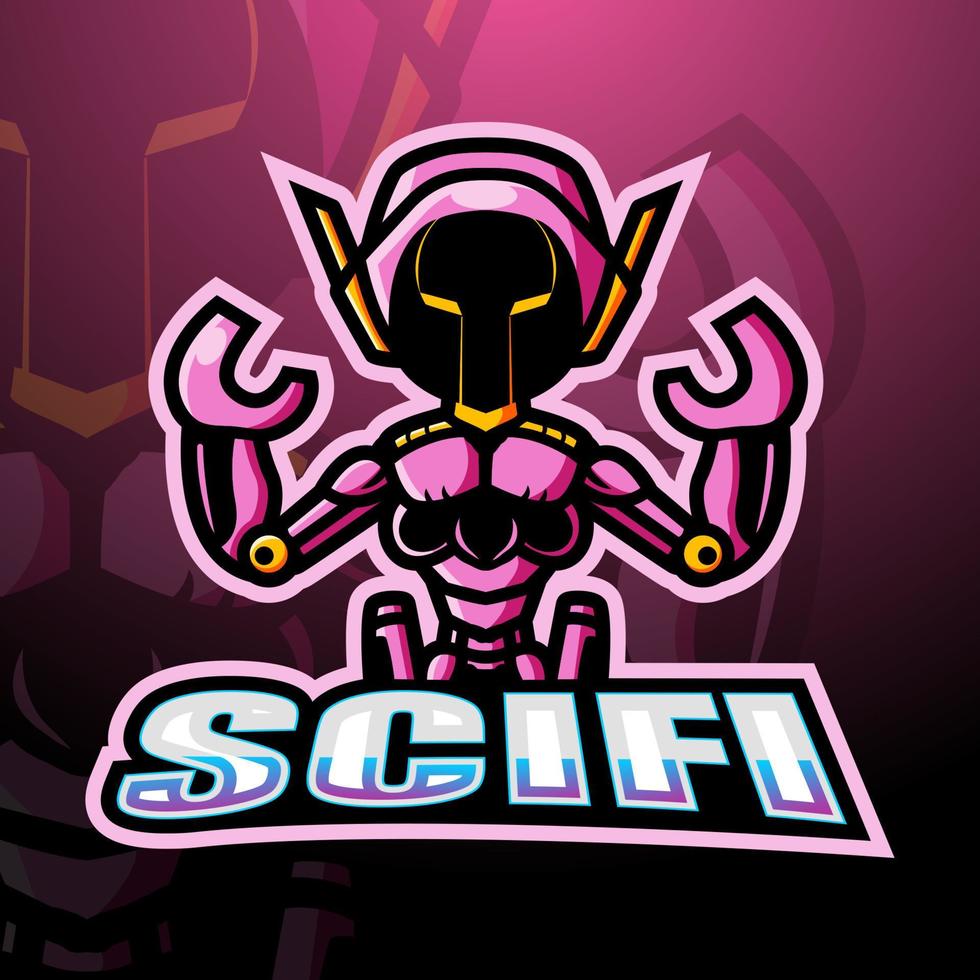 diseño de logotipo de mascota robótica esport vector