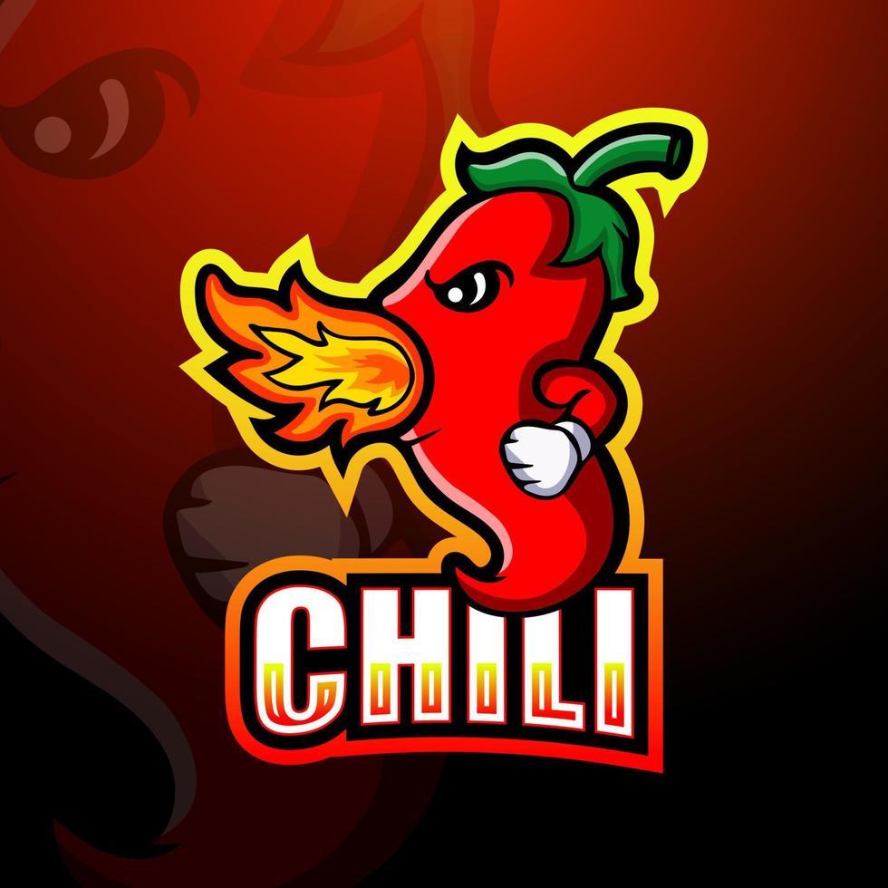 Chili mascot esport logo design vector