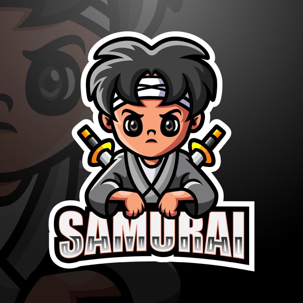 diseño de logotipo de esport de mascota samurai vector