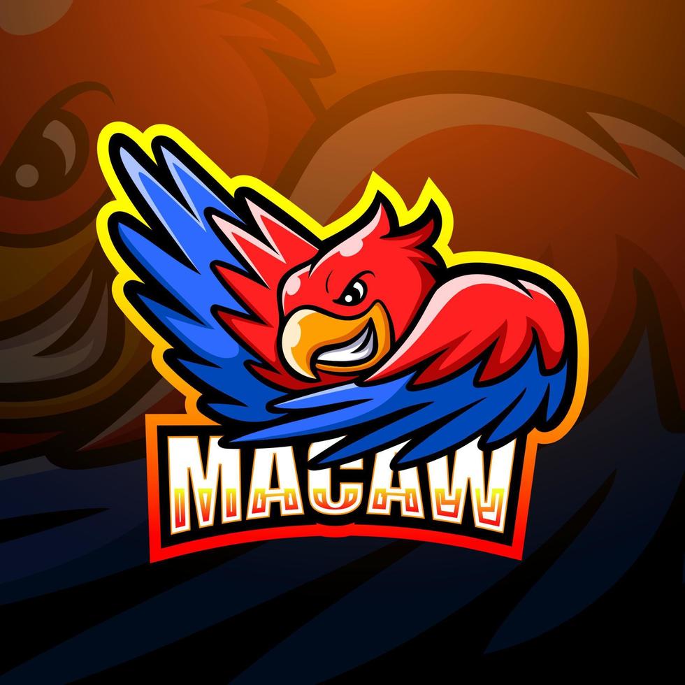 diseño de logotipo de esport de mascota de guacamayo vector