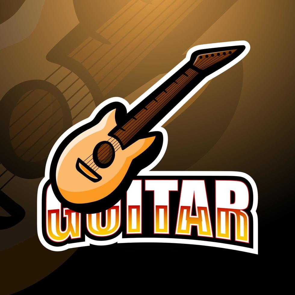 diseño de logotipo de mascota de guitarra de dibujos animados vector