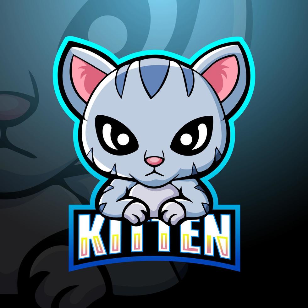 Kitten mascot esport logo design vector