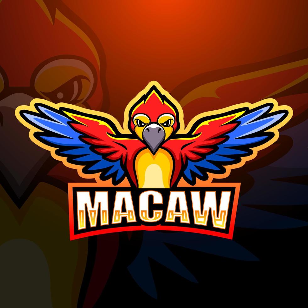 diseño de logotipo de esport de mascota de guacamayo vector