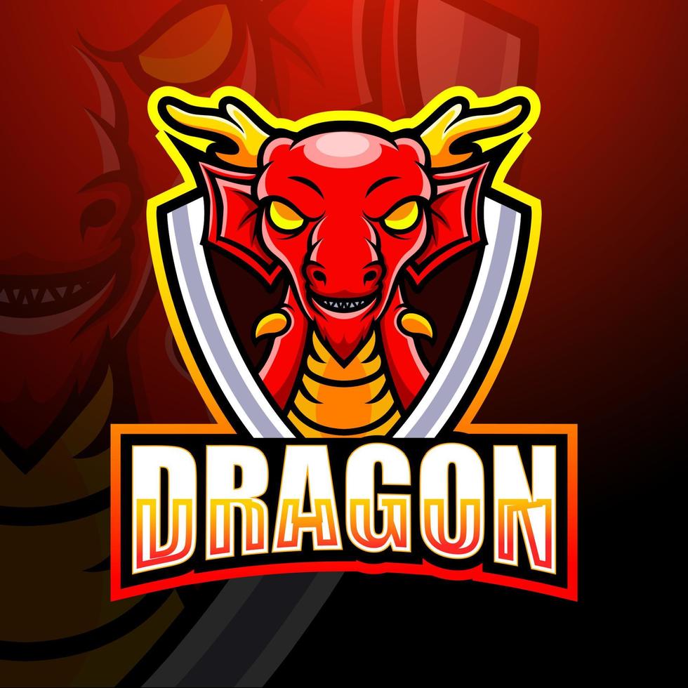 diseño de logotipo de esport de mascota de dragón vector