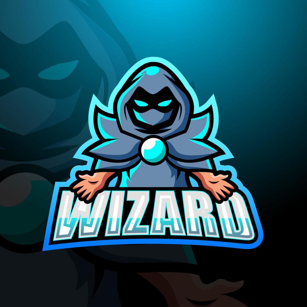 Wizard mascot esport logo design vector