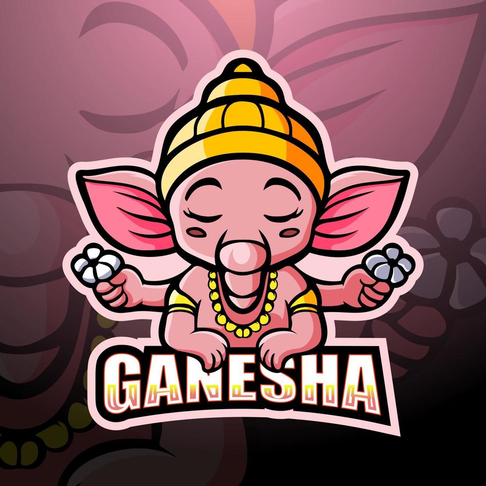 diseño de logotipo de esport de mascota de ganesha vector