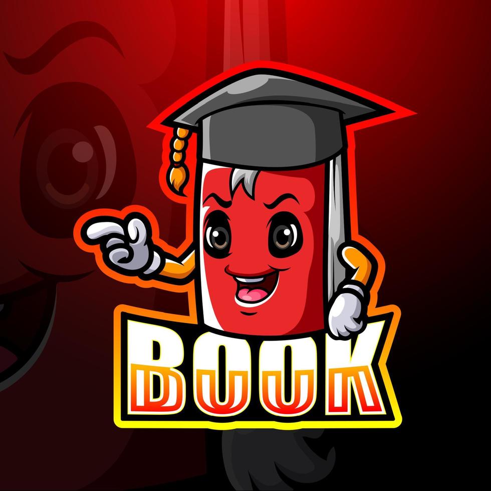 diseño de logotipo de mascota de libro de graduación vector