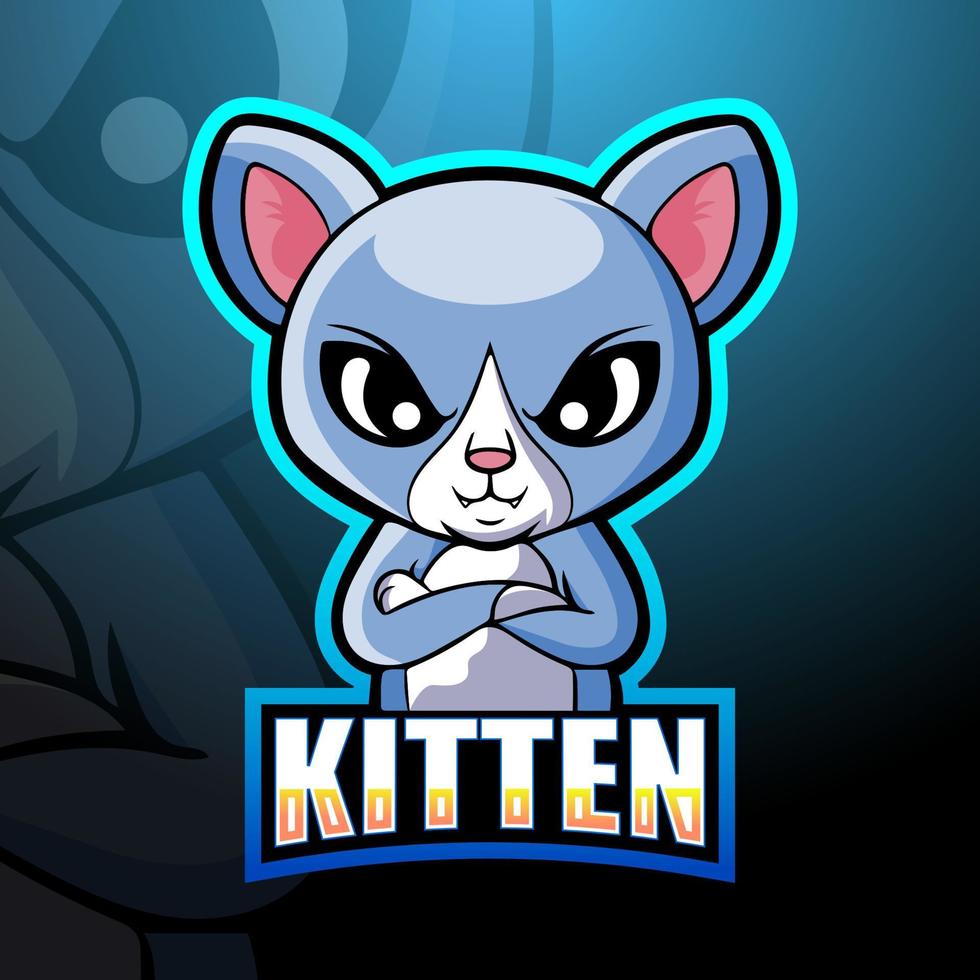 Kitten mascot esport logo design vector