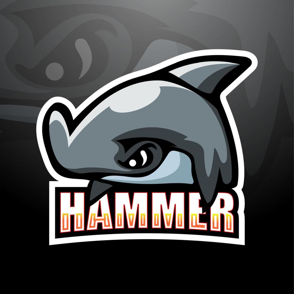 Hammerhead shark mascot esport logo design vector