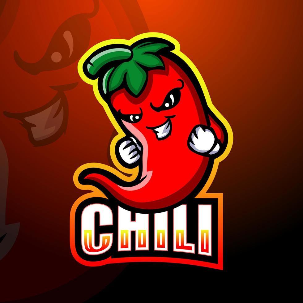 diseño de logotipo de esport de mascota de chile vector