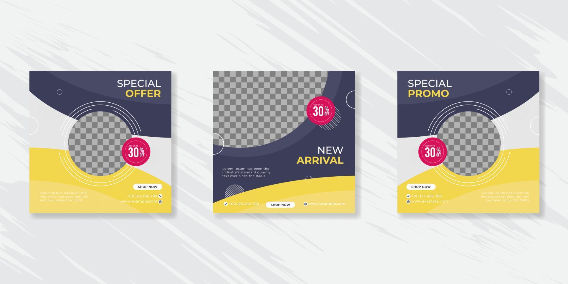 Editable Post Template Social Media Banners for Digital Marketing. Promotion Brand Fashion or Furniture vector