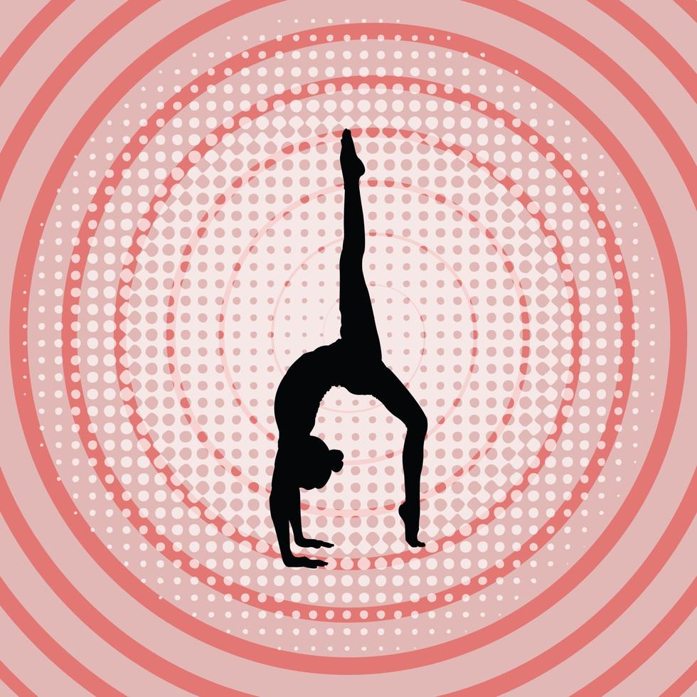 silhouette of girl in yoga pose vector