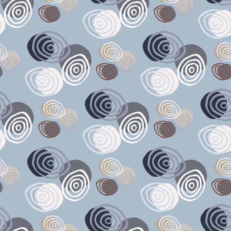 Light blue background with white and dark spirals on geometric abstract pattern. vector