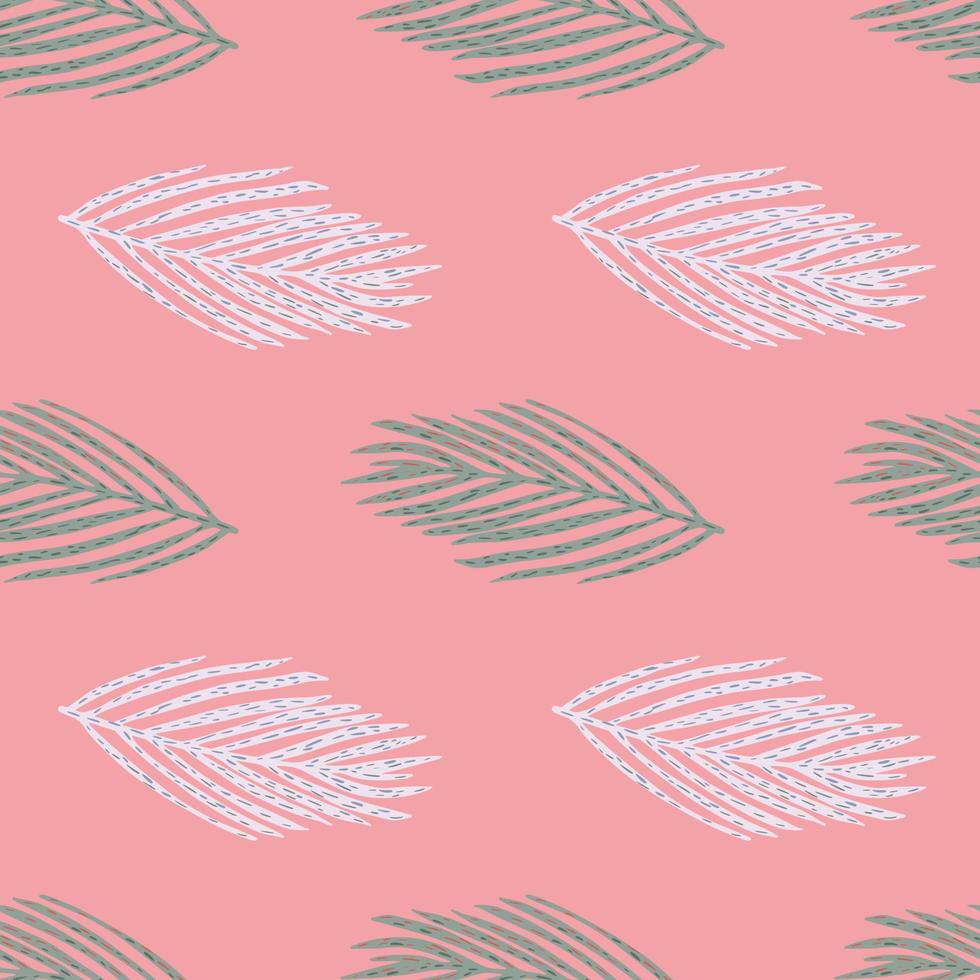 Nature december seamless pattern with light and green fir branches. Pink background. vector