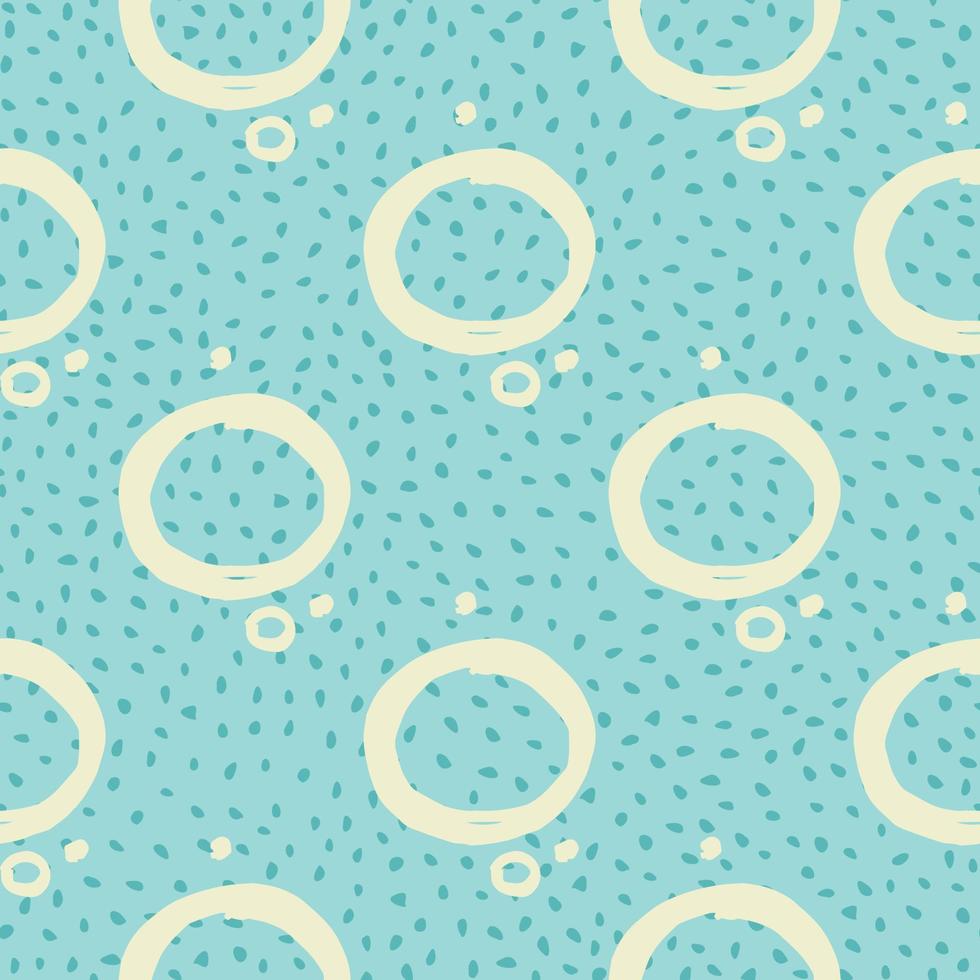 Hand drawn circle seamless pattern on dots background. Brush strokes circles wallpaper. vector
