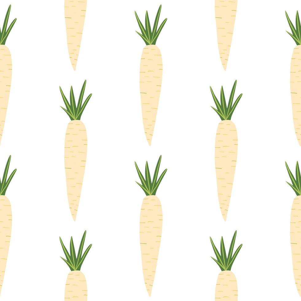 Geometric radish root seamless pattern in doodle style. vector