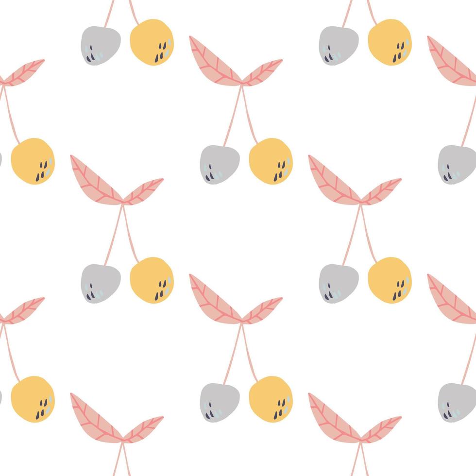 Doodle cherries wallpaper in Scandinavian style. Geometric cherry seamless pattern vector