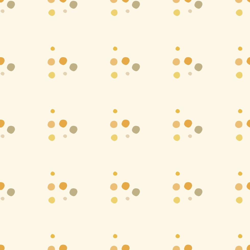 Abstract geometric polka dot ornament seamless pattern. Design in yellow and orange tones. Kids style. vector