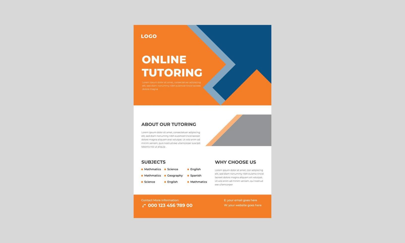 Online Study Classes Flyers, Online Tutors Flyer Template, Course Flyer Template, Education Flyer, Online Course Flyers and poster, Back to school. Education, Online learning. vector